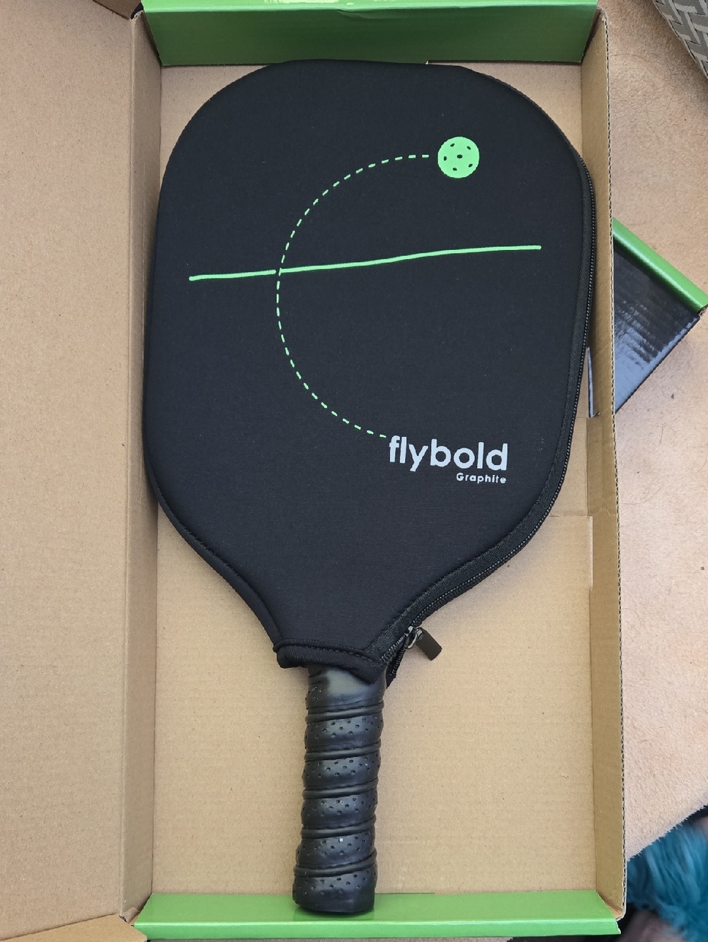 Graphite Pickleball Paddle with Black & Neon Green Cover